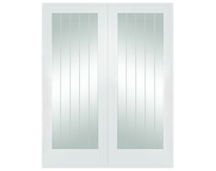 Suffolk White 1L Pair - Clear Etched Glass Internal Doors