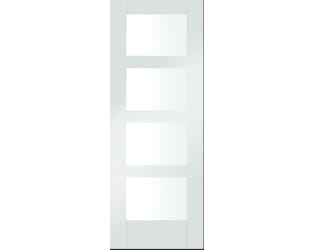 4 Light White Shaker - Clear Glass Fire Door