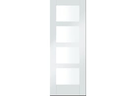 762x1981x44mm (30") 4 Light White Shaker - Clear Glass Fire Door