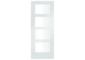 304x1981x35mm (12") 4 Light White Shaker - Clear Glass Door