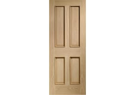 762x1981x44mm (30") Victorian Oak 4 Panel - Raised Mouldings Fire Door