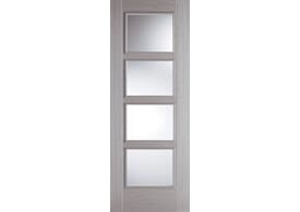 826 x 2040x40mm Vancouver Light Grey 4 Light - Clear Glass Prefinished Door