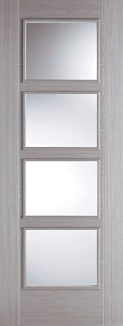 Vancouver Light Grey 4 Light - Clear Glass Prefinished Fire Door