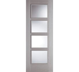 Vancouver Light Grey 4 Light - Clear Glass Prefinished Fire Door