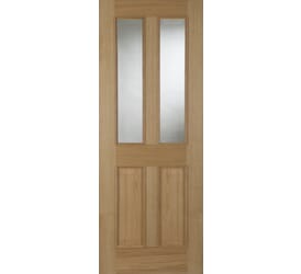 Oak Oxford 2 Light Raised Mould Clear Glazed Fire Door