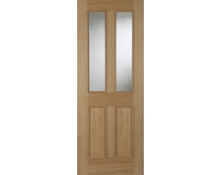 Oak Oxford 2 Light Raised Mould Clear Glazed Fire Door