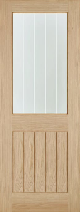 Belize Oak 1L Clear Glass with Frosted Lines Internal Door Set