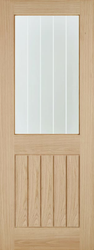 Belize Oak 1L Clear Glass with Frosted Lines Internal Door Set