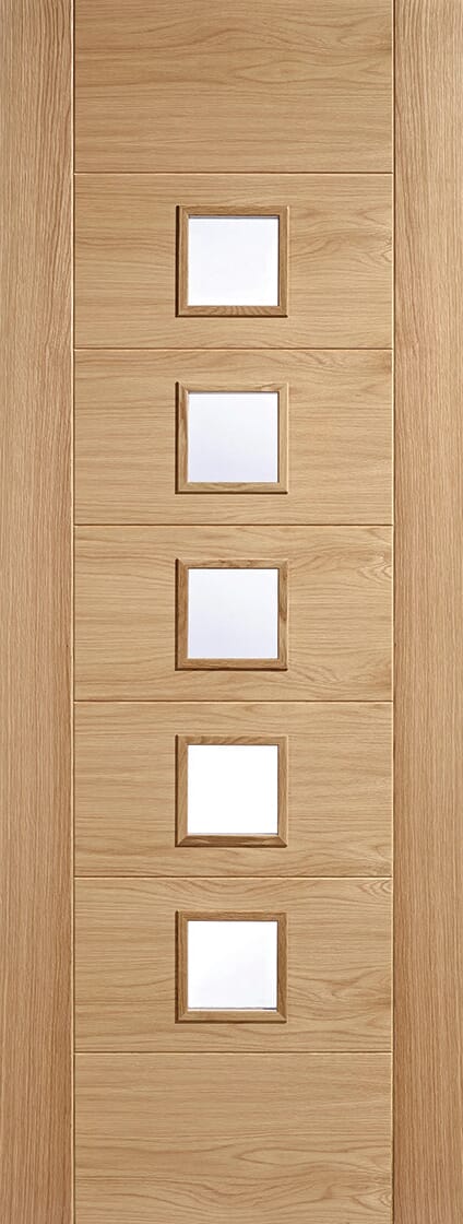 2040 x 726 x 40mm Oak Carini 5L Glazed - Prefinished Internal Door