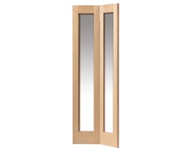 Fuji Oak Bi-Fold - Clear Glass Internal Doors