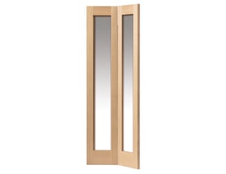 Fuji Oak Internal Folding Doors  with Clear Glass