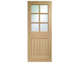 Suffolk Oak 6 Light - Clear Bevelled Glass  Fire Doors