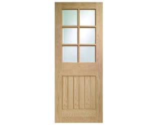 Suffolk Oak Original 6 Light - Clear Bevelled Glass Fire Doors