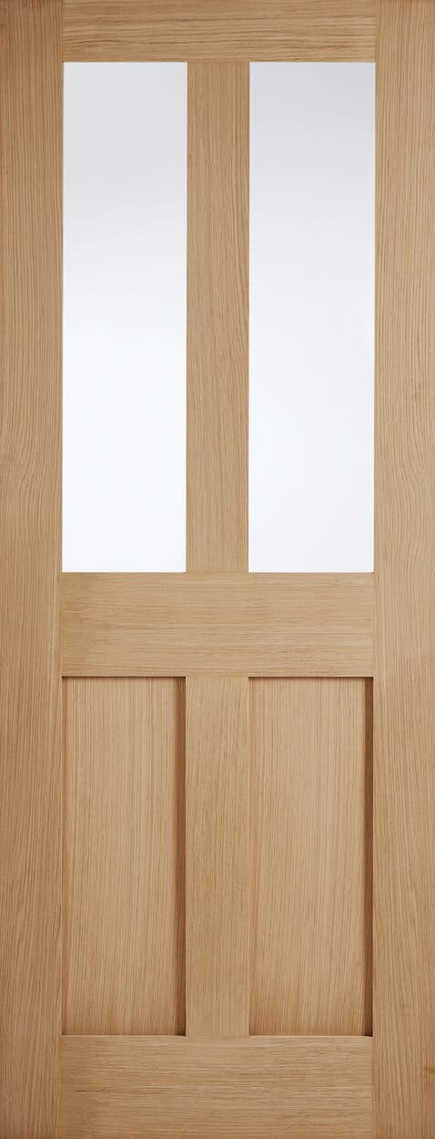London Oak 2 Panel 2 Light - Clear Glass Internal Doors
