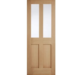 London Oak 2 Panel 2 Light - Clear Glass Internal Doors