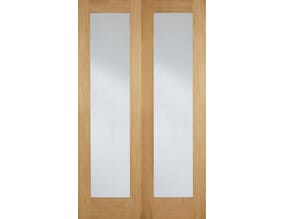 Pattern 20 Oak Rebated Pair - Clear Glass Internal Doors