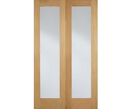 Pattern 20 Oak Rebated Pair - Clear Glass Internal Doors