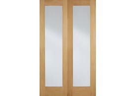 1524x1981x40mm (60") Pattern 20 Oak Pair - Clear Glass Door