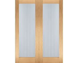 Mexicano Oak Rebated Pair - Clear Glass Internal Doors