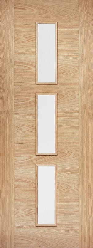 Sofia Oak 3L Clear Glass Prefinished Internal Door Set