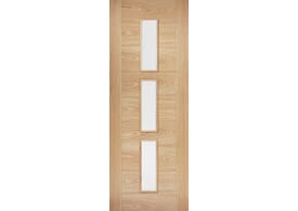 726 x 2040x40mm Sofia Oak 3L - Clear Glass Prefinished Door