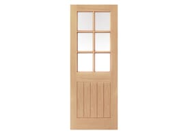 1981mm x 762mm x 35mm (30") Oak Thames 6 Light Glazed Door