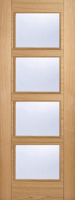 Vancouver Oak 4L Clear Glass Prefinished Internal Door Set