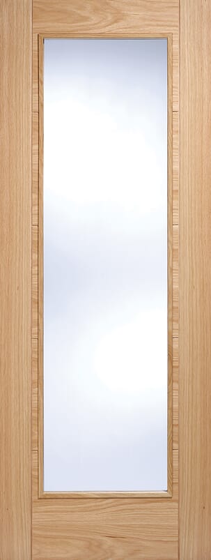 Vancouver Oak Pattern 10 Clear Glass Prefinished Internal Door Set