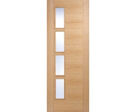 726 x 2040x40mm Vancouver 4L Offset Oak - Clear Prefinished Door