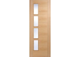 726 x 2040x40mm Vancouver 4L offset Oak - Clear Prefinished Door