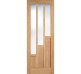 Coventry Oak 3L - Clear Glass Prefinished Internal Doors