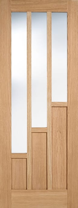 Coventry Oak 3L Clear Glass Prefinished Internal Door Set