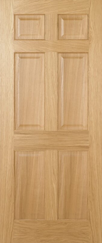 Regency Oak 6 Panel Prefinished FD30 Fire Door Set