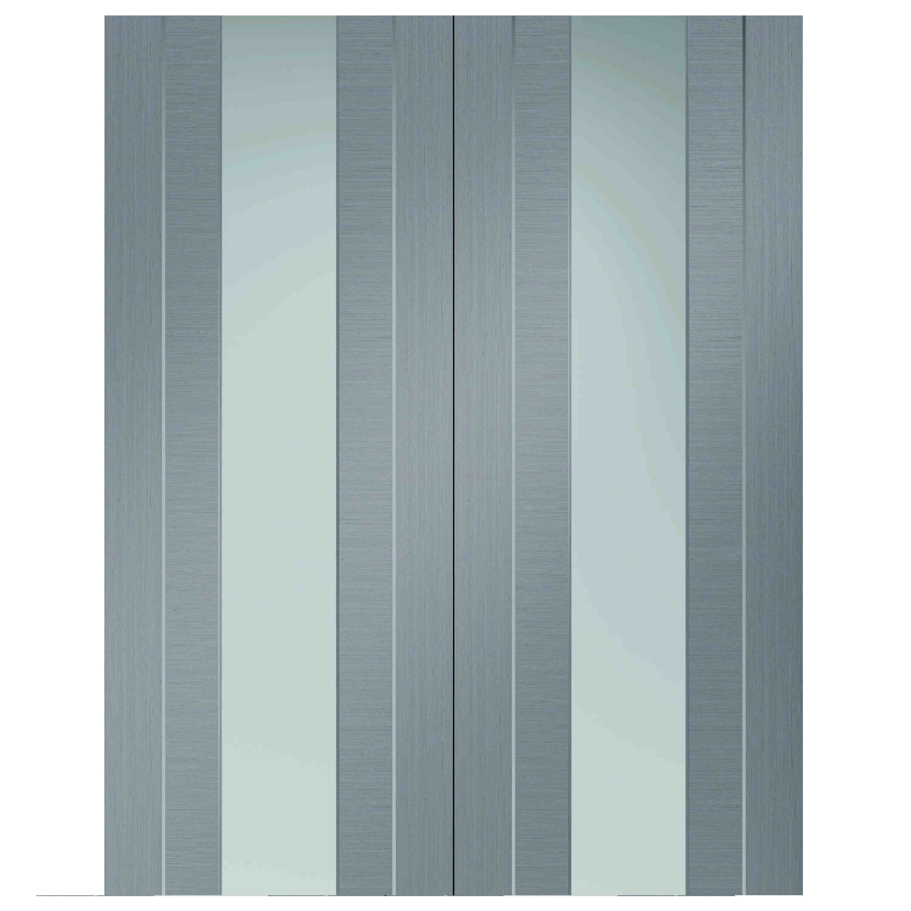 Forli Light Grey Pair - Clear Glass Prefinished Internal Doors