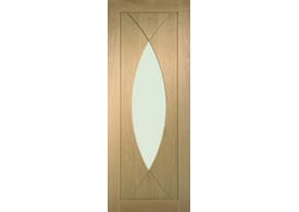726 x 2040x40mm Pesaro Oak - Prefinished Clear Glass Door