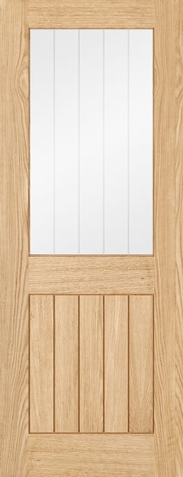 Belize Oak 1L Clear Glass with Frosted Lines Prefinished Internal Door Set