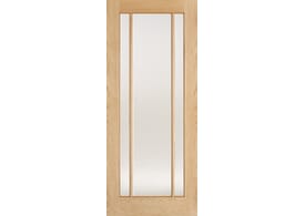 826x2040x40mm Lincoln Oak 3 Light - Clear Glass Prefinished Door