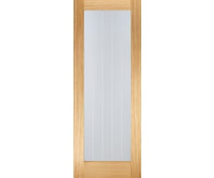 Mexicano Oak Pattern 10 - Clear Glass Prefinished Fire Door by LPD