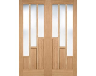 Coventry Oak Pair - Clear Glass Prefinished Internal Doors