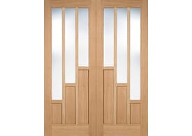 914x1981x40mm (36") Coventry Oak Pair - Clear Glass Prefinished Door