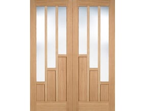 Coventry Oak Rebated Pair - Clear Glass Prefinished Internal Doors