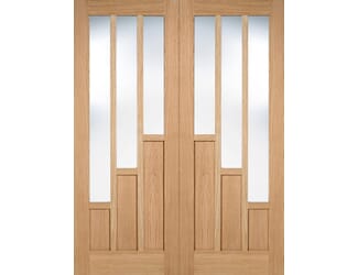 Coventry Oak Pair - Clear Glass Prefinished Internal Doors