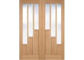 1219x1981x40mm (48") Coventry Oak Pair - Clear Glass Prefinished Door
