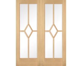 Reims Oak Glazed Rebated Pair Internal Doors