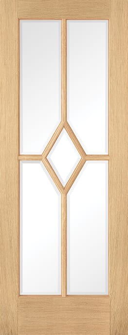 Reims Oak Clear Bevlled Glass Prefinished Internal Door Set