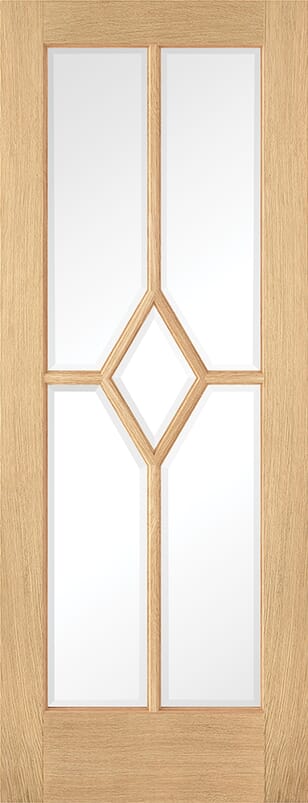 Reims Oak Clear Bevlled Glass Prefinished Internal Door Set