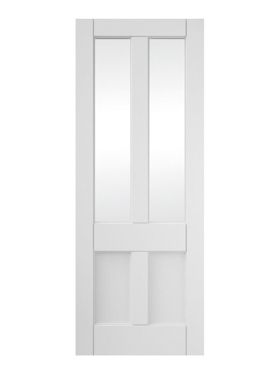 Deco 4 Panel Clear Glazed Primed Internal Doors