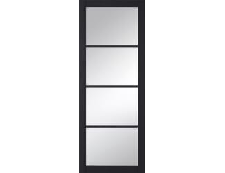 Soho Charcoal Clear Glazed Grained Black Internal Doors