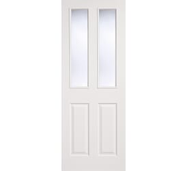 Textured 2 Panel / 2 Light Glazed White Internal Doors