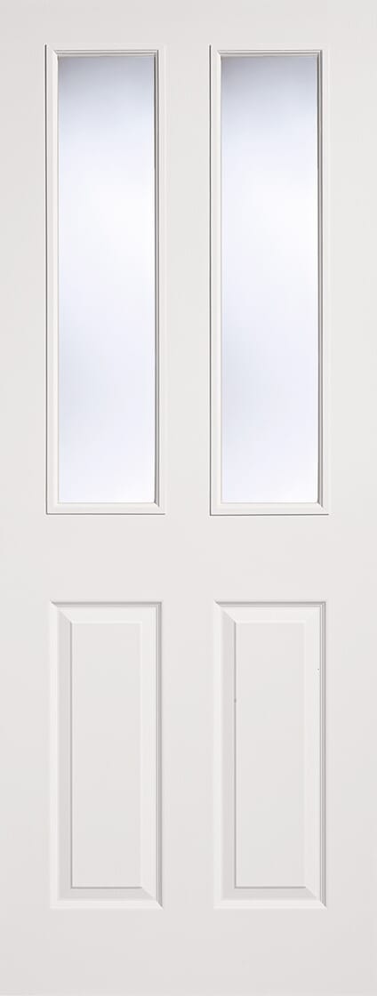 1981 x 762 x 35mm (30") Textured 2 Panel / 2 Light Glazed White  Internal Door